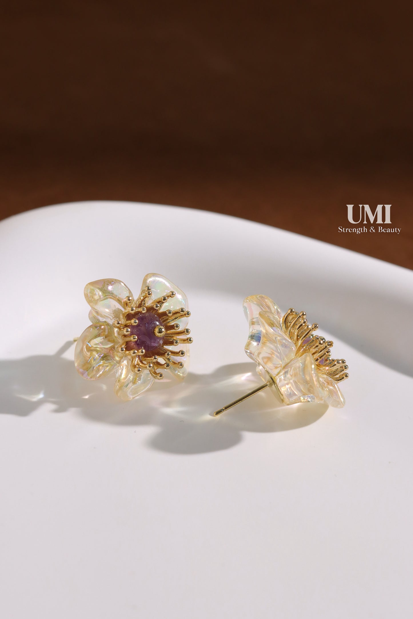 Floral Amethyst Stud Earrings
