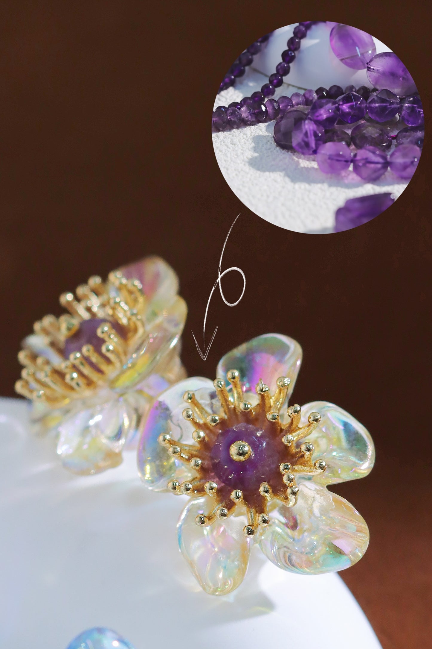 Floral Amethyst Stud Earrings