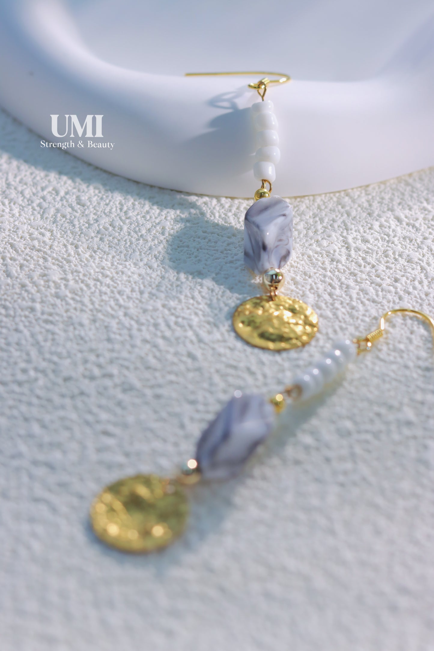 Marble Resin Gem Dangle Earrings