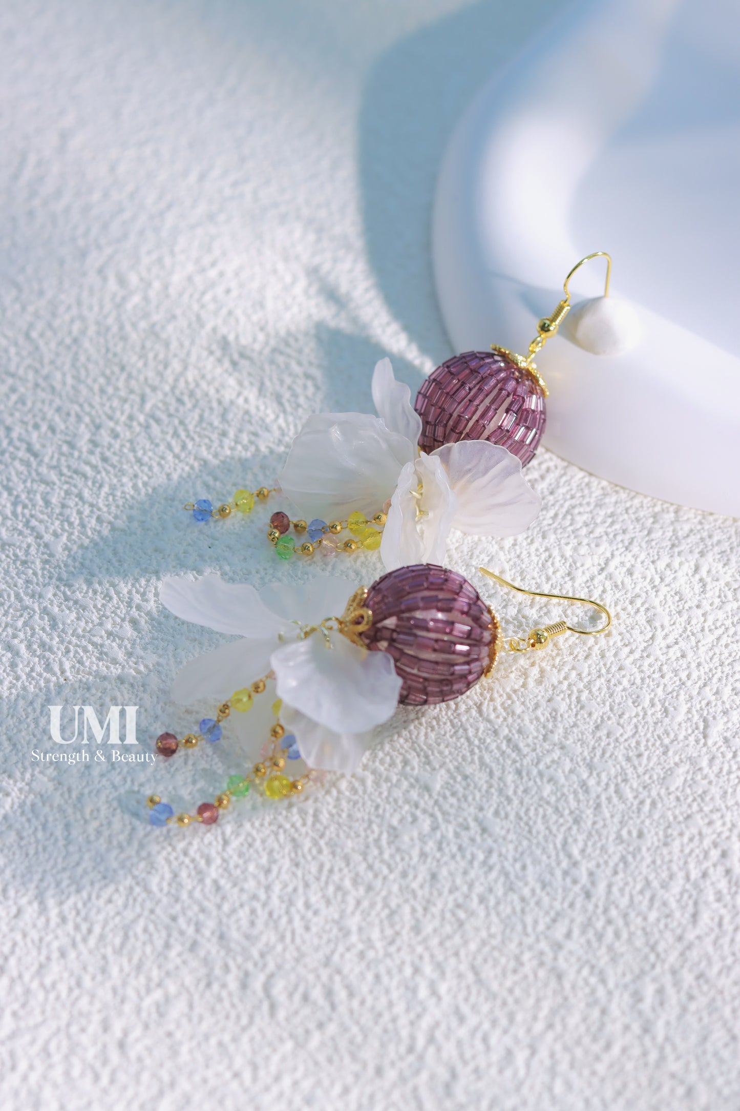 Purple Ball Beaded Dangle Earrings