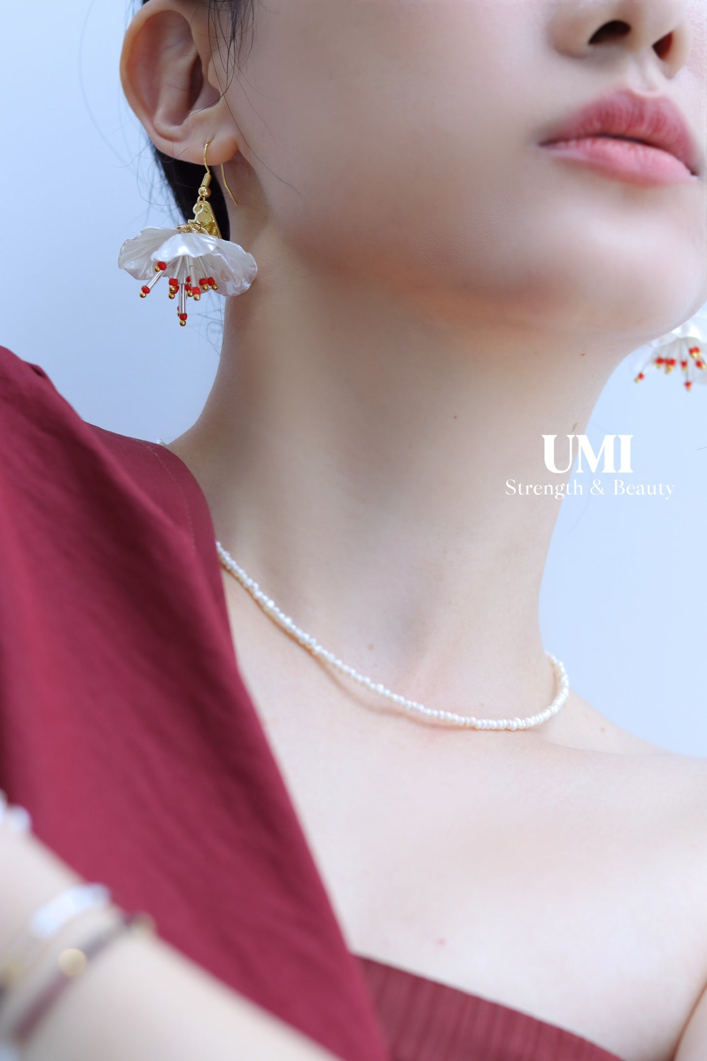 White Flower Dangle Earrings