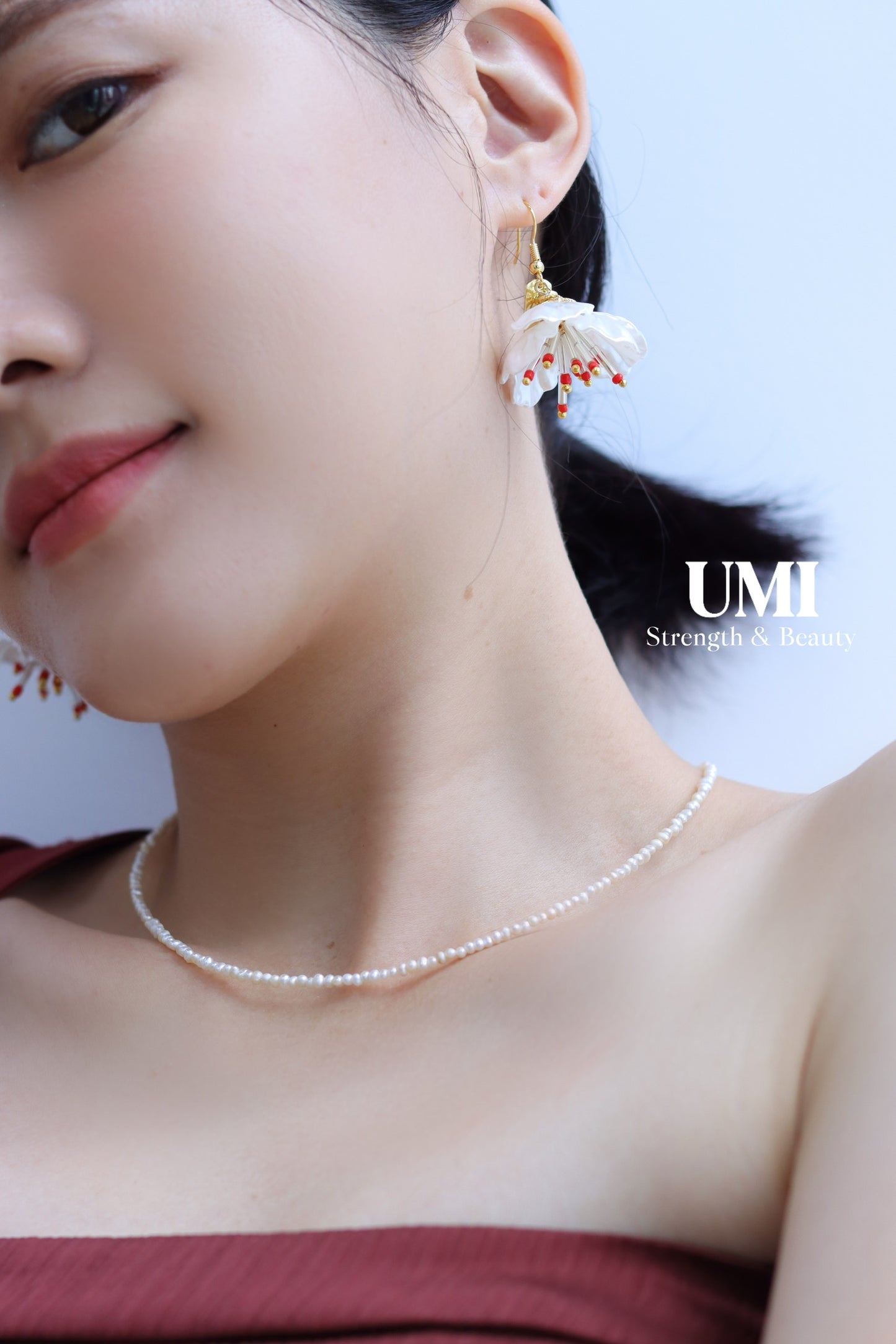 White Flower Dangle Earrings