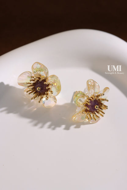 Floral Amethyst Stud Earrings