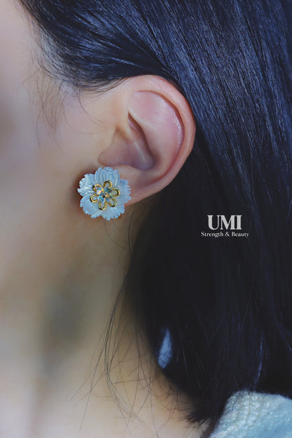 Shell Cherry Blossom Stud Earrings