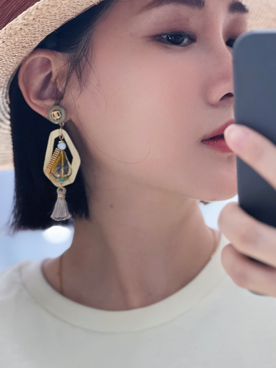 Irregular Wooden Tassel Earrings