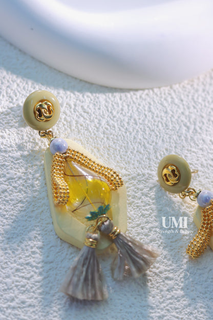 Irregular Wooden Tassel Earrings