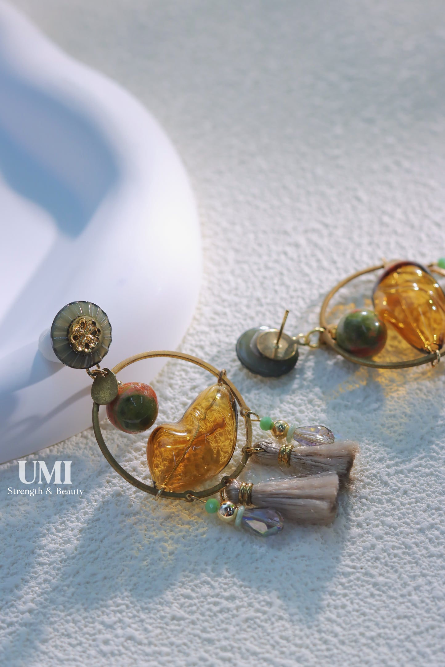 Green Resin Ball Stud Earrings