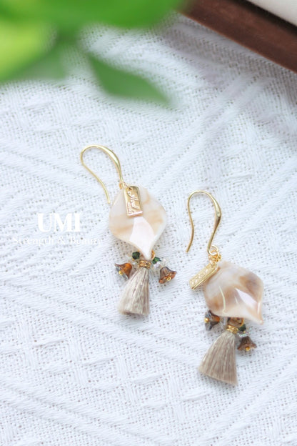 Handmade Seashell Tassel Dangle Earrings