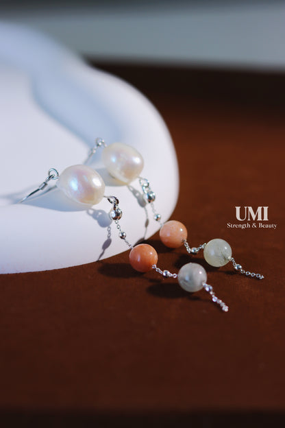 Luster Pearl Crystal Dangle Earrings