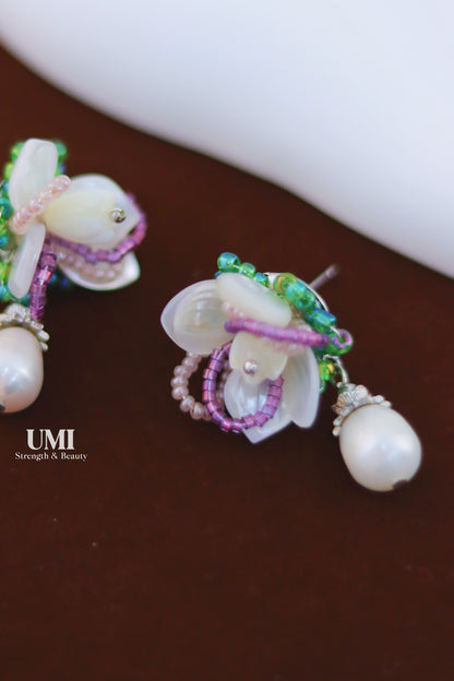 Floral Pearl Drop Earrings