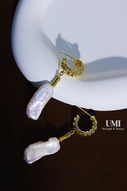 Freshwater Long Pearl Hook Earrings