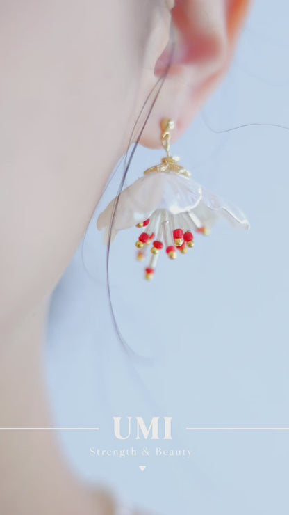 White Flower Dangle Earrings